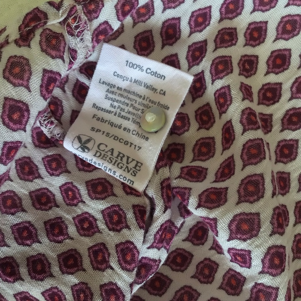 Carve Designs Collared Shirt Dress Small Maroon Print Belted 100% Cotton Casual - Picture 13 of 13